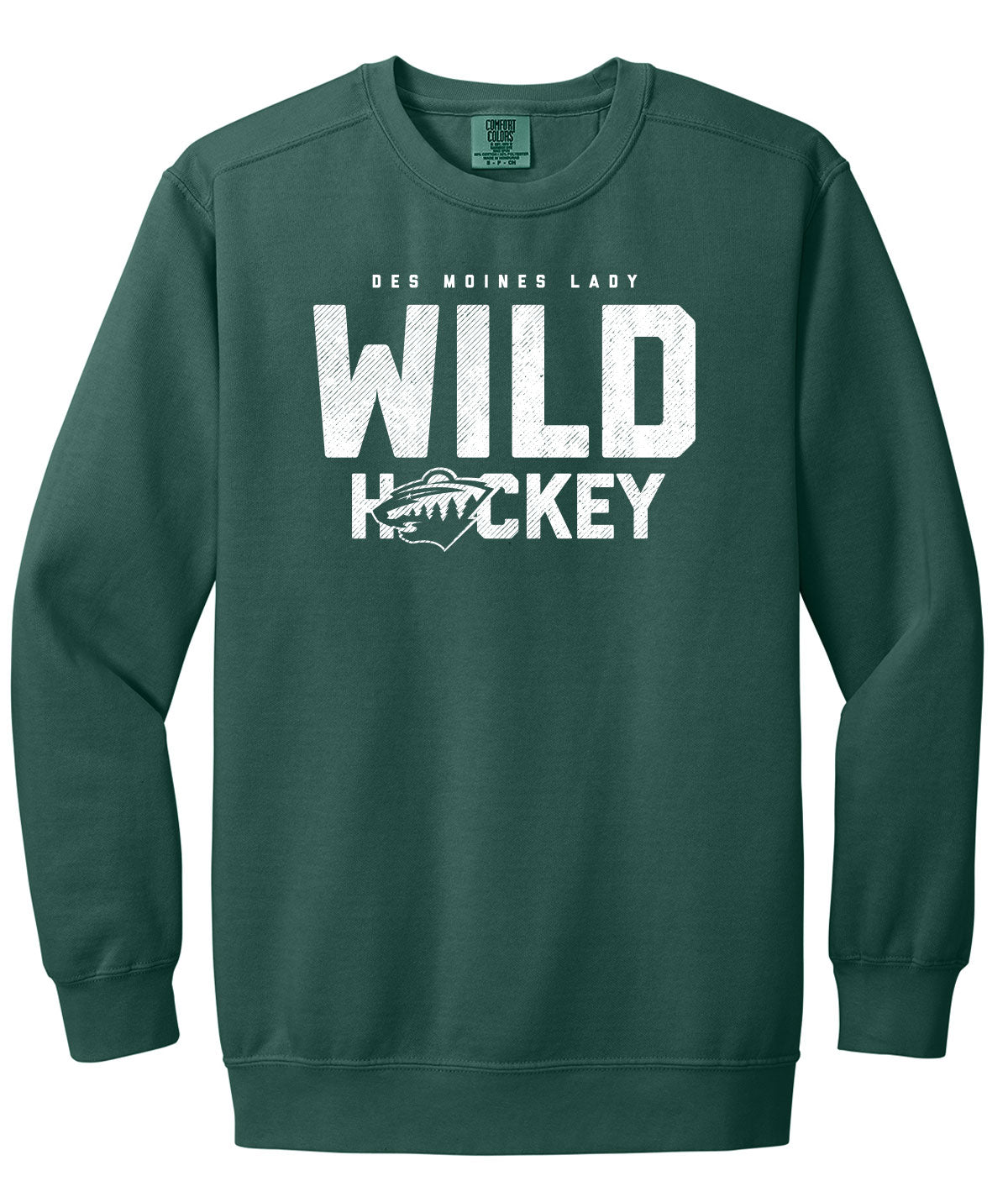 Des Moines Lady Wild Hockey Comfort Colors Crewneck Sweatshirt