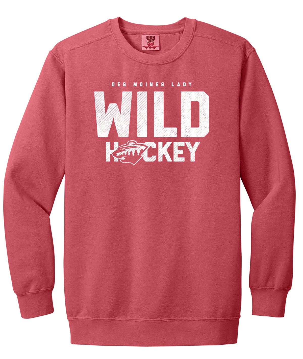 Des Moines Lady Wild Hockey Comfort Colors Crewneck Sweatshirt