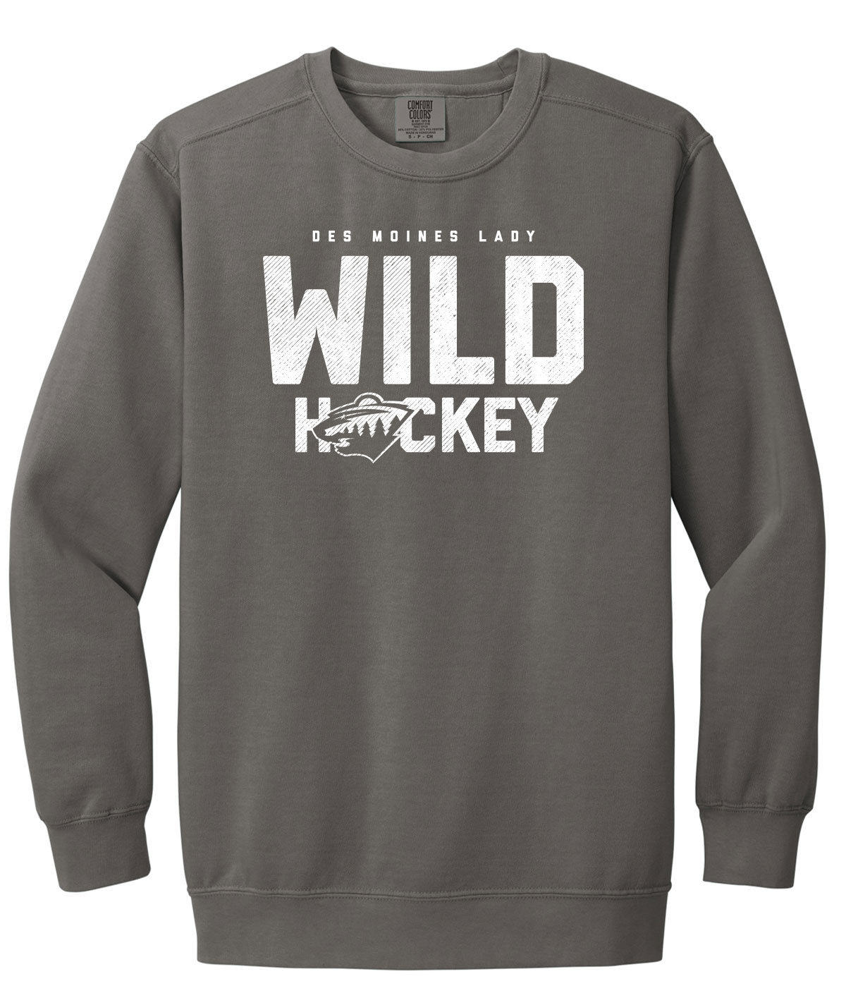 Des Moines Lady Wild Hockey Comfort Colors Crewneck Sweatshirt