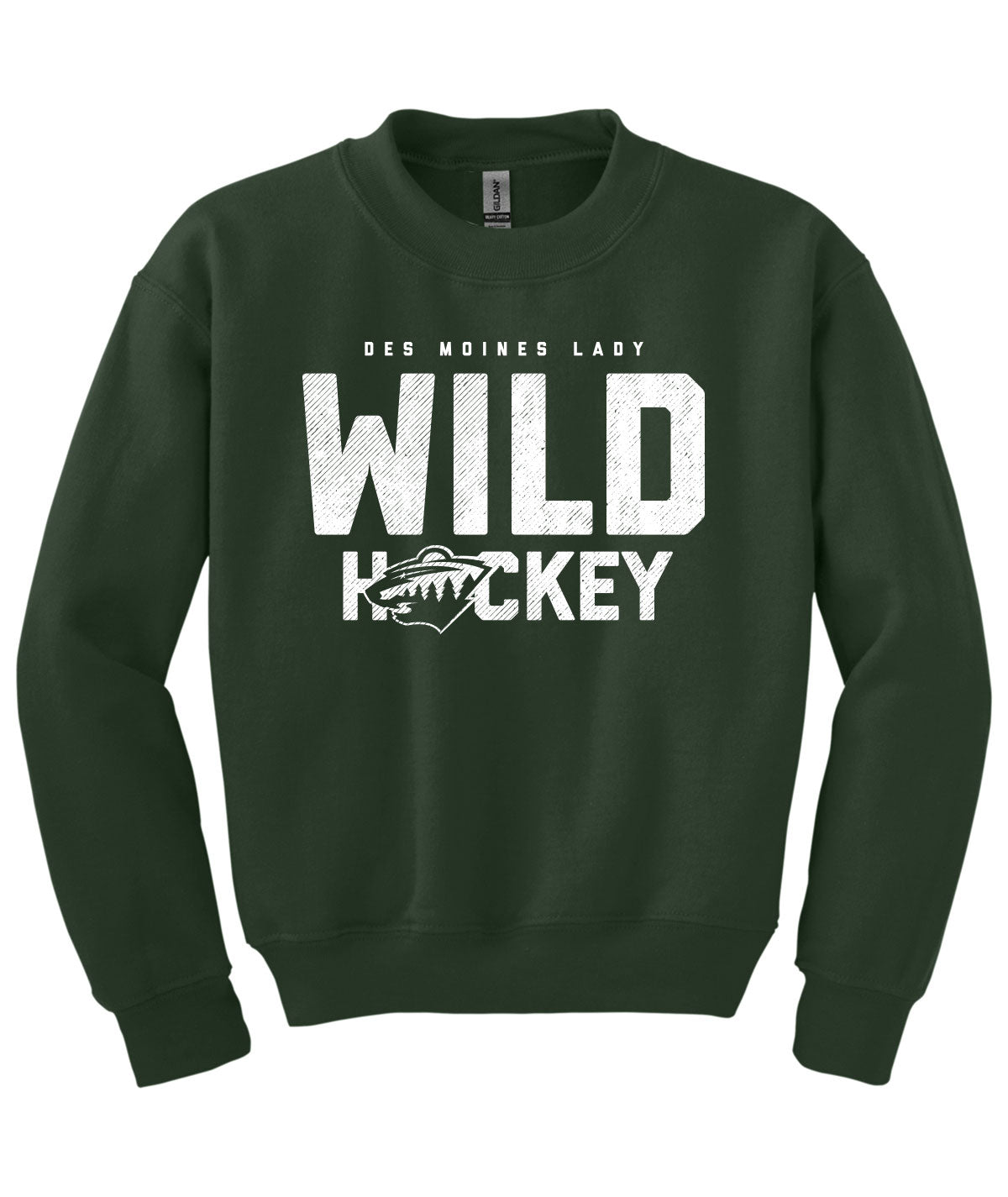 Des Moines Lady Wild Hockey Youth Crewneck Sweatshirt
