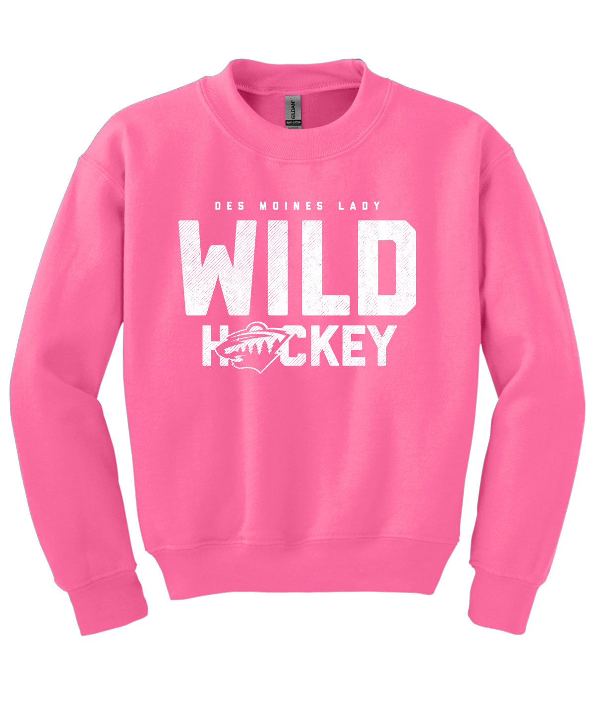 Des Moines Lady Wild Hockey Youth Crewneck Sweatshirt